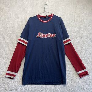 VTG Y2K Starter Shirt Mens Sz M Layered Long Sleeve Distressed Logo Graphic